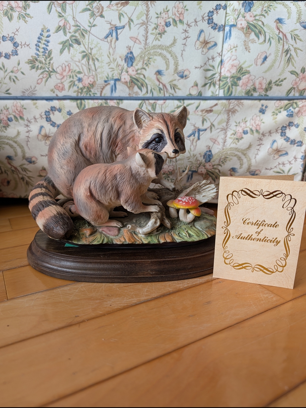 1978 Raccoon And Baby Figurine